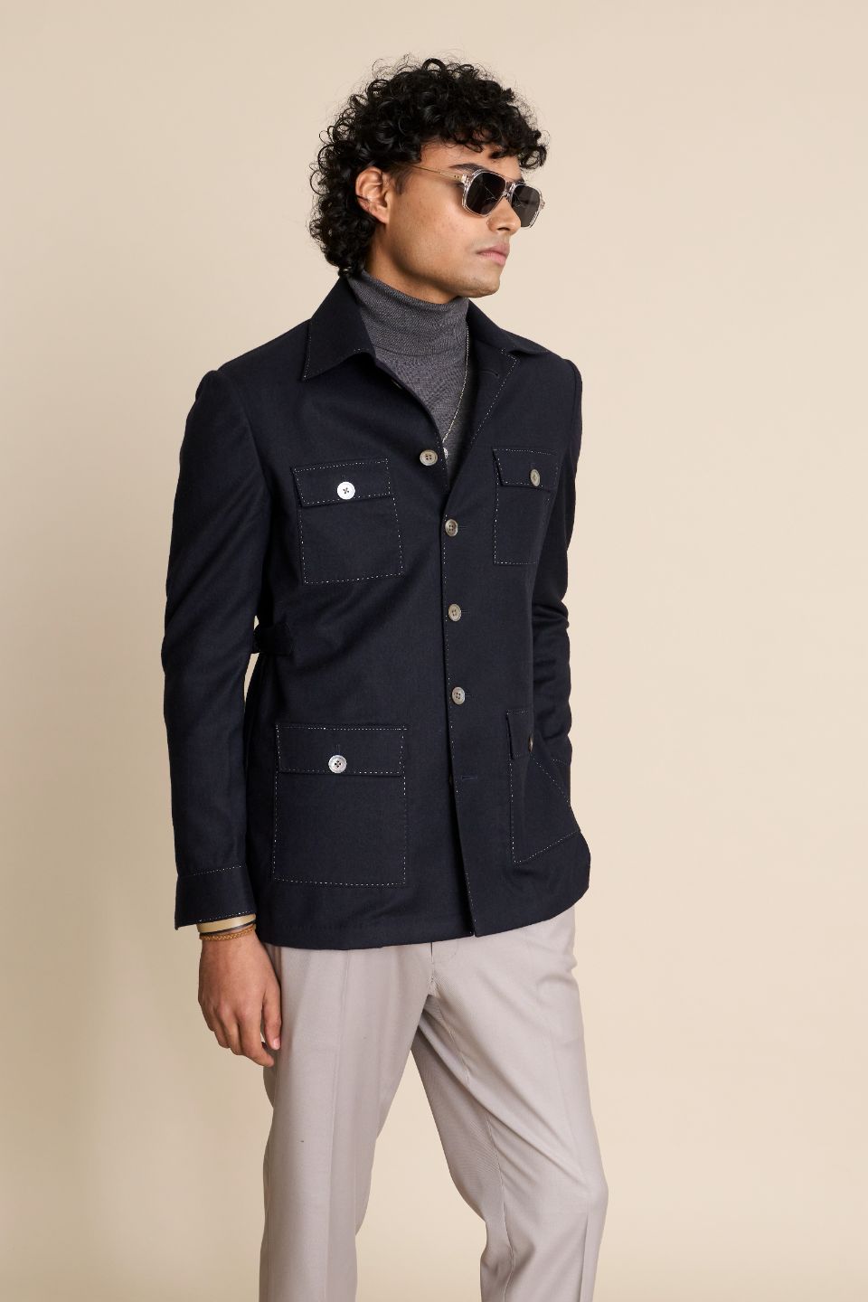 Gargee Designer's BLUE FLANNEL SHACKET TOP Gargee