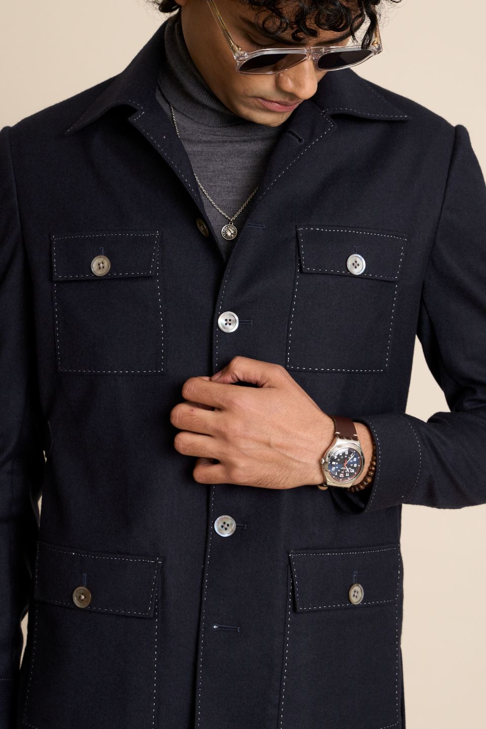 Gargee Designer's BLUE FLANNEL SHACKET TOP Gargee