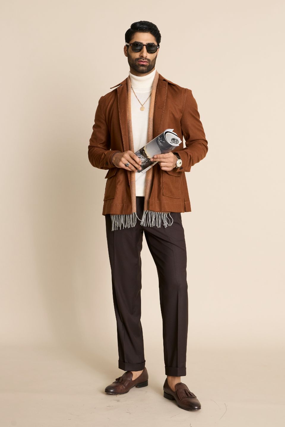 Gargee Designer's TAN FLANNEL SHACKET TOP Gargee