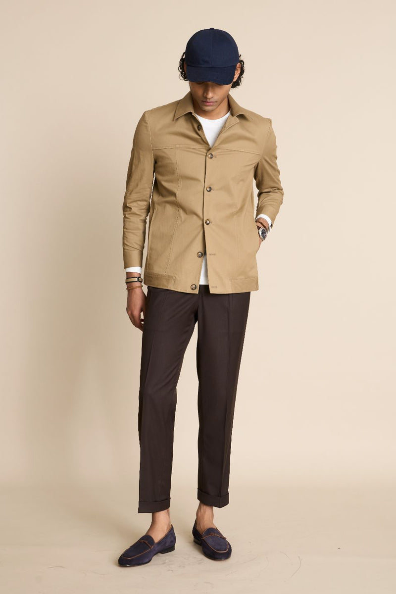 Gargee Designer's BEIGE COTTON SHACKET TOP Gargee