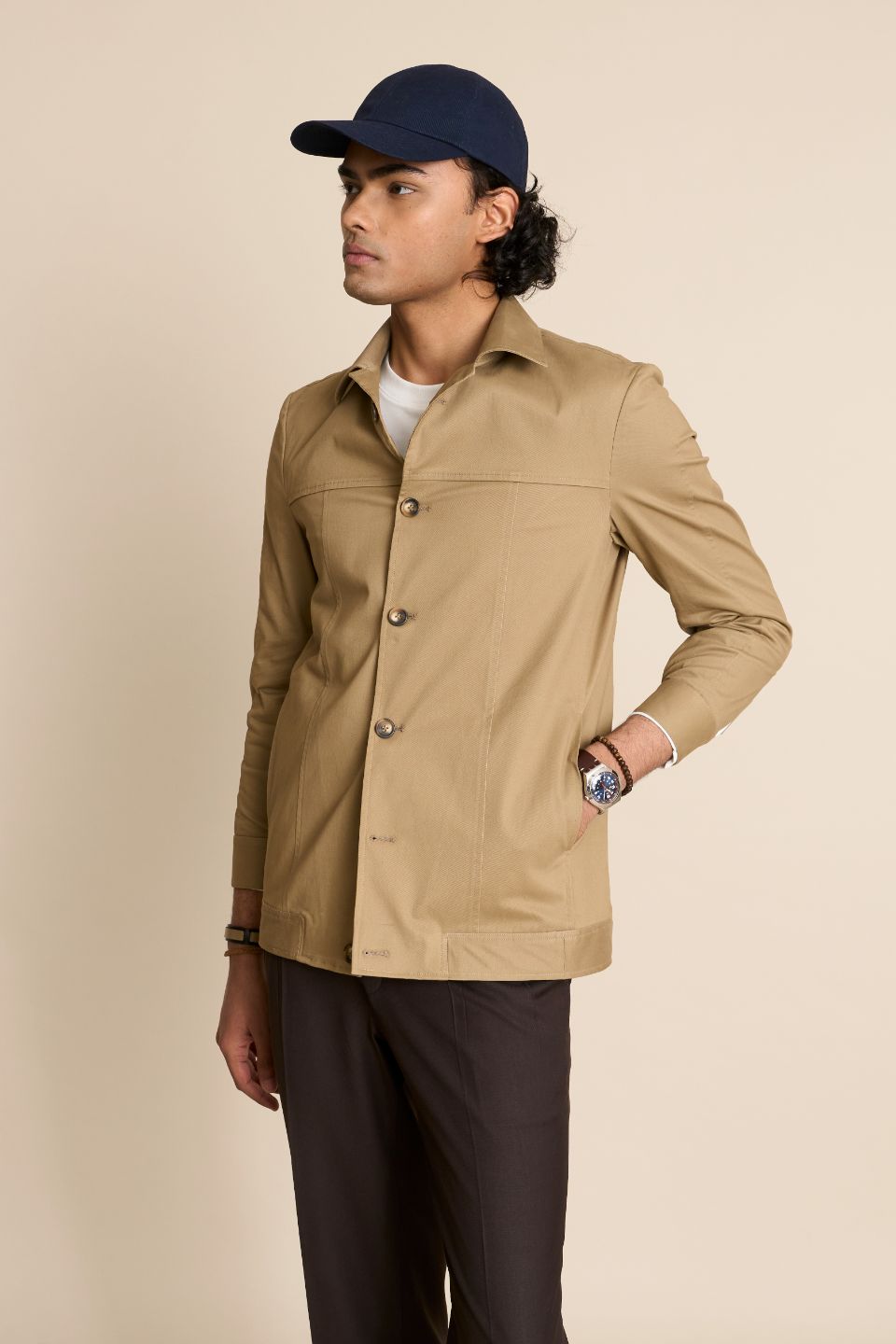 Gargee Designer's BEIGE COTTON SHACKET TOP Gargee