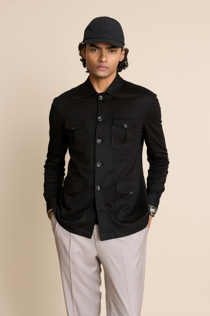 Gargee Designer's BLACK KNIT SHACKET TOP Gargee