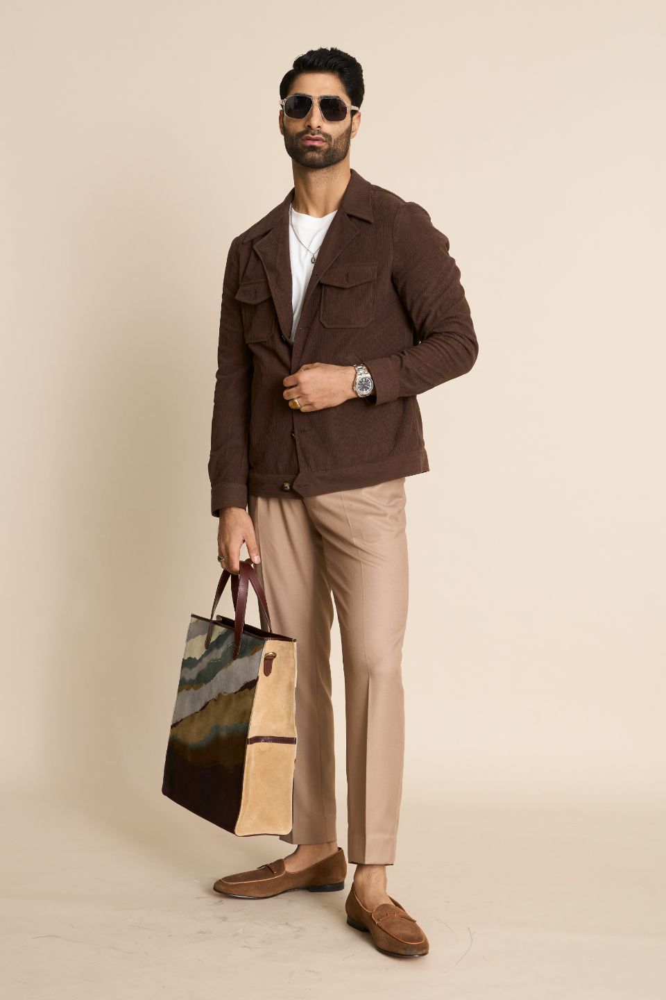 Gargee Designer's TAN CORDUROY SHACKET TOP Gargee