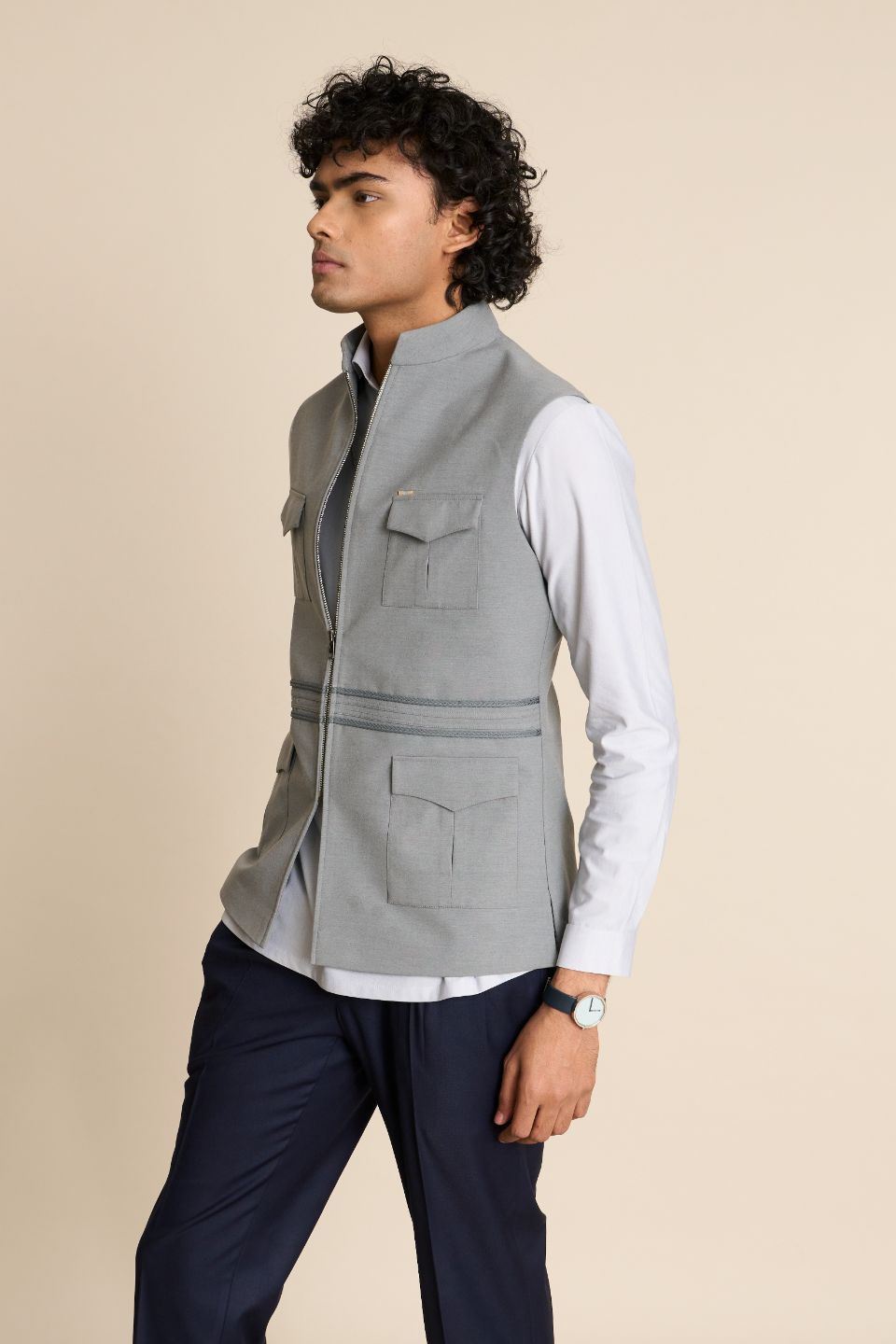 Gargee Designer's GREY ZIPPER DOWN VEST Gargee
