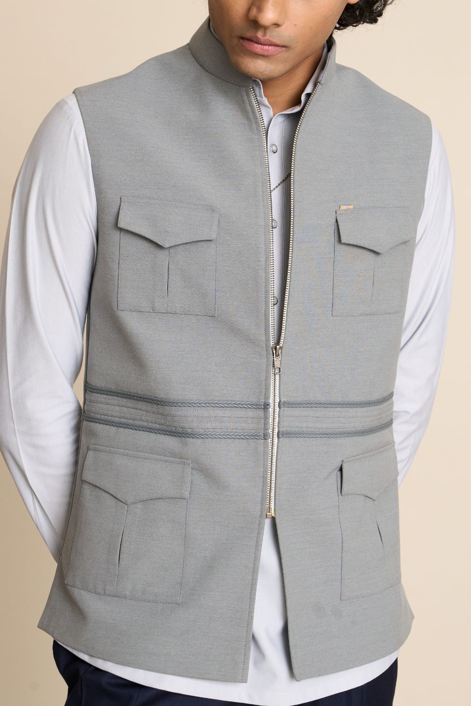 Gargee Designer's GREY ZIPPER DOWN VEST Gargee