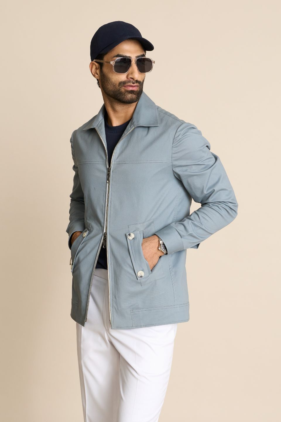 Gargee Designer's GREY ZIPPER CASUAL SHACKET Gargee