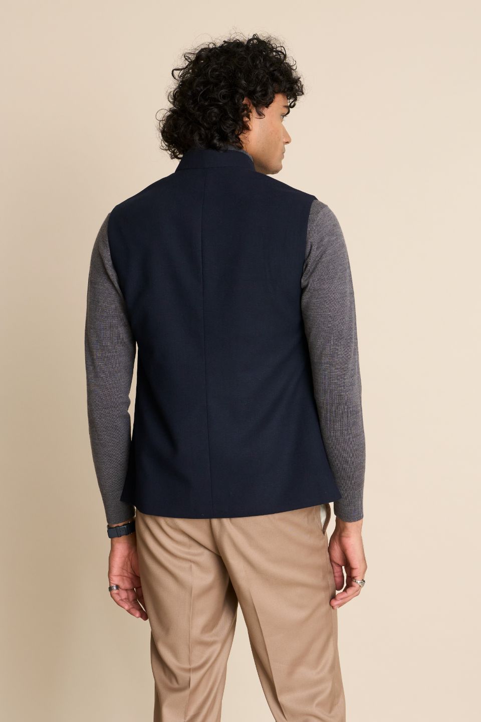 Gargee Designer's BLUE ZIPPER FLANNEL DOWN VEST Gargee