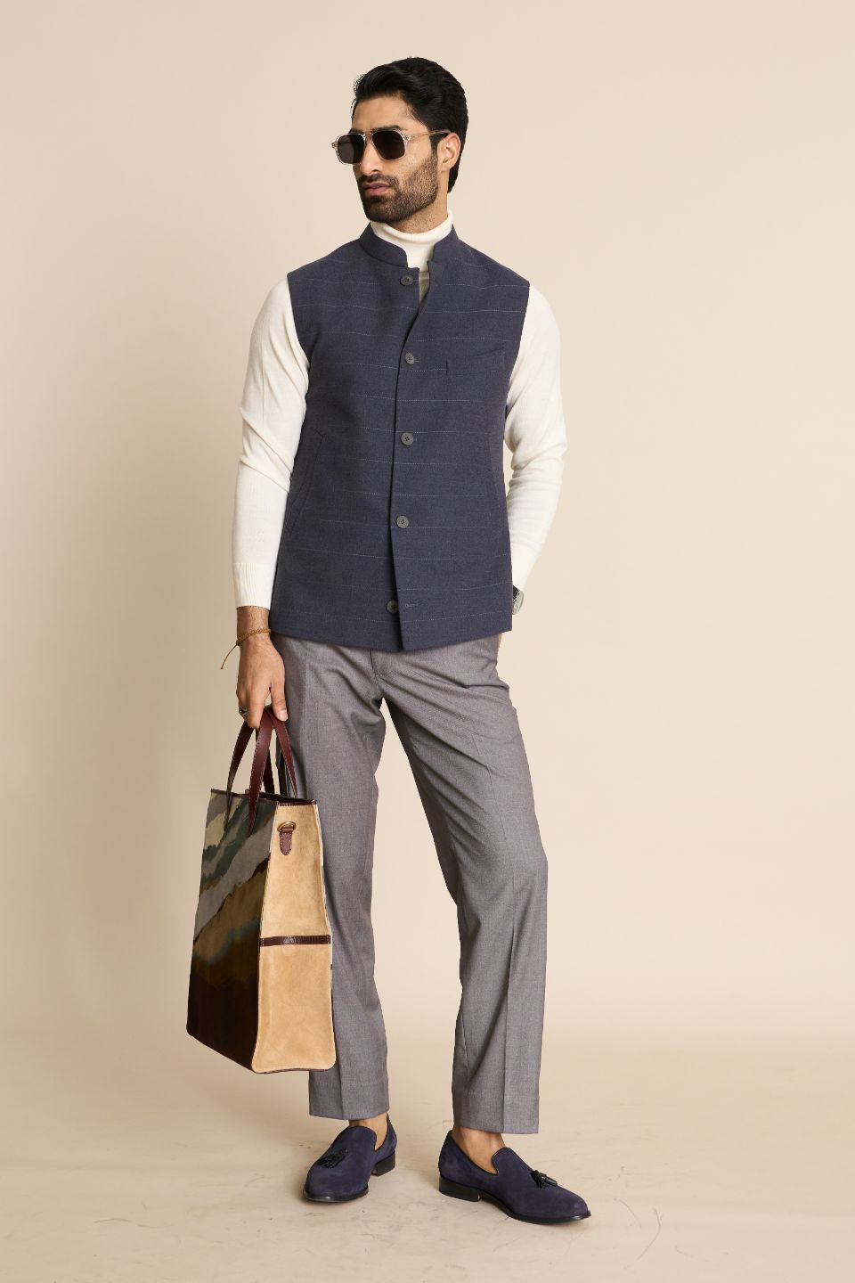 Gargee Designer's GREY FLANNEL DOWN VEST Gargee