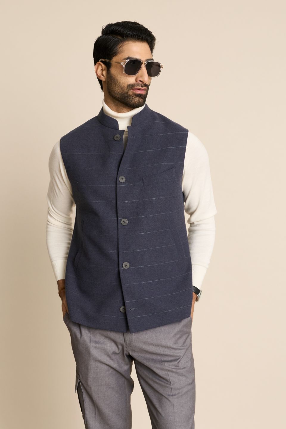 Gargee Designer's GREY FLANNEL DOWN VEST Gargee
