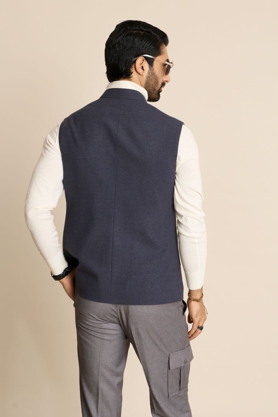 Gargee Designer's GREY FLANNEL DOWN VEST Gargee