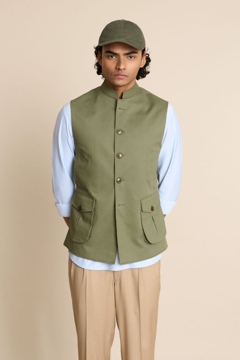 Gargee Designer's GREEN COTTON CASUAL DOWN VEST Gargee