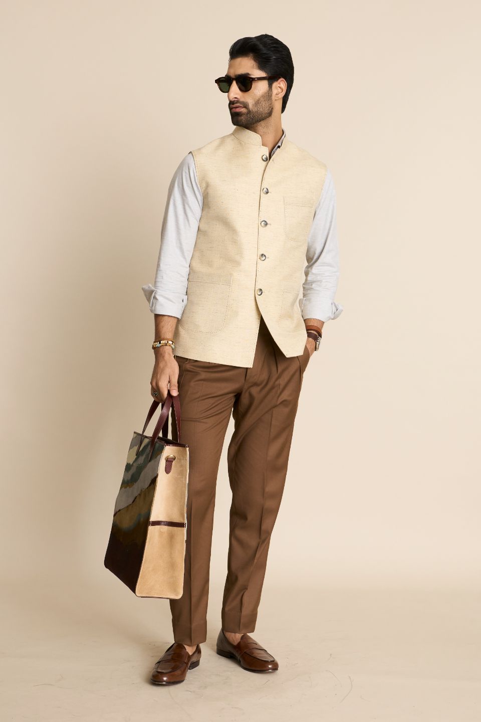 Gargee Designer's STONE LINEN CLASSIC DOWN  VEST Gargee