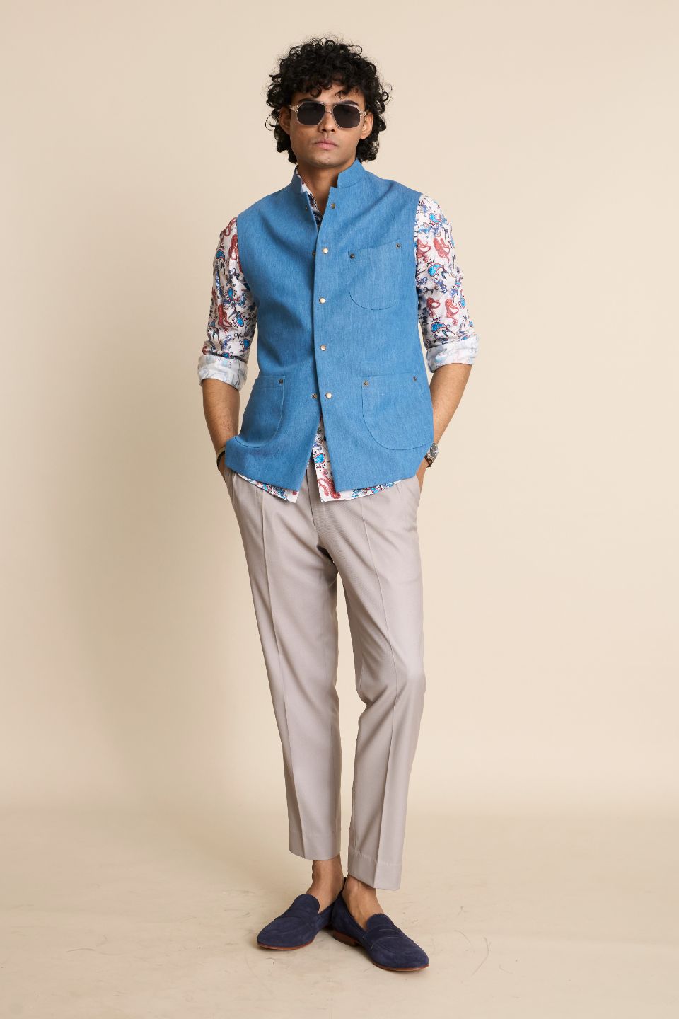 Gargee Designer's DENIM SNAP DOWN VEST Gargee