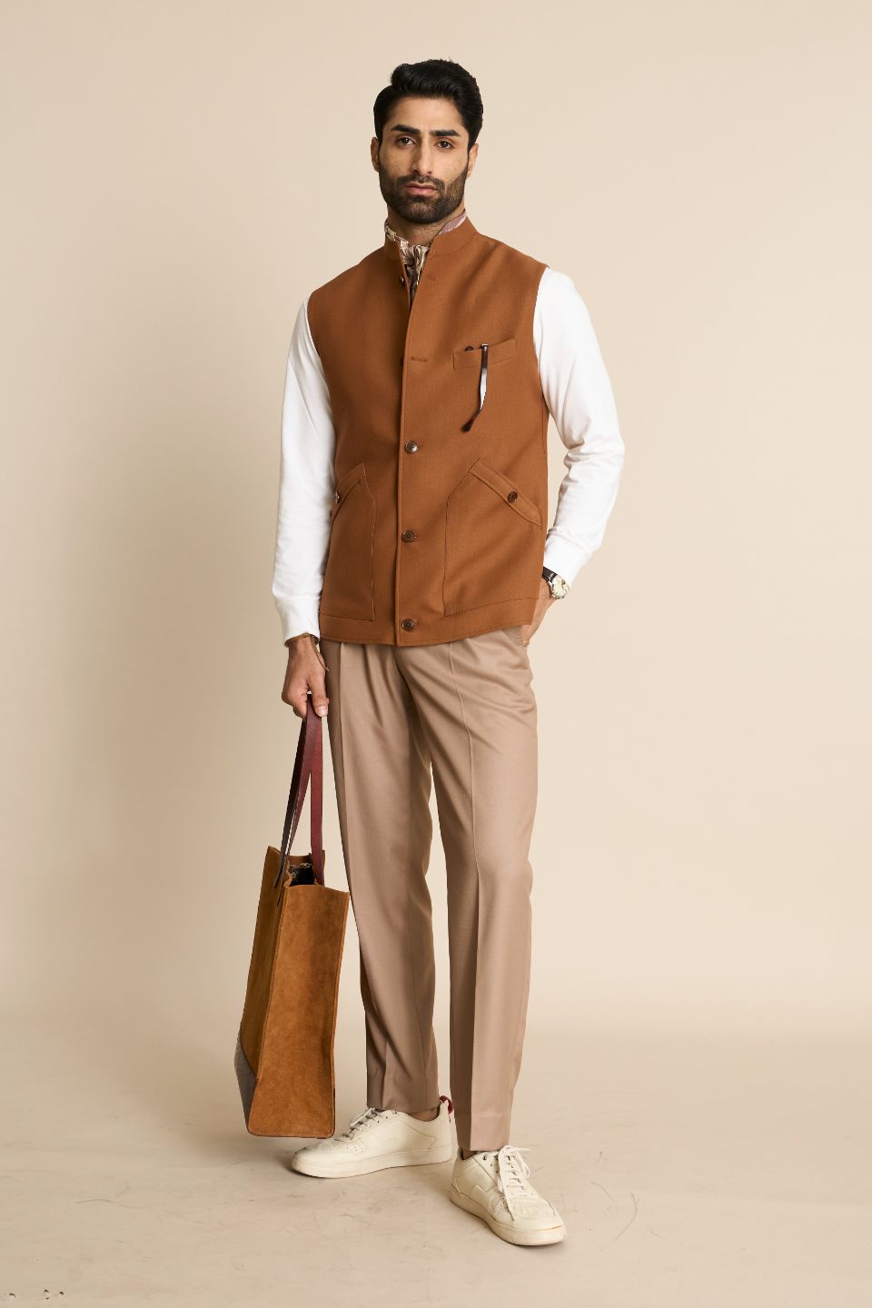 Gargee Designer's TAN KNIT DOWN VEST Gargee