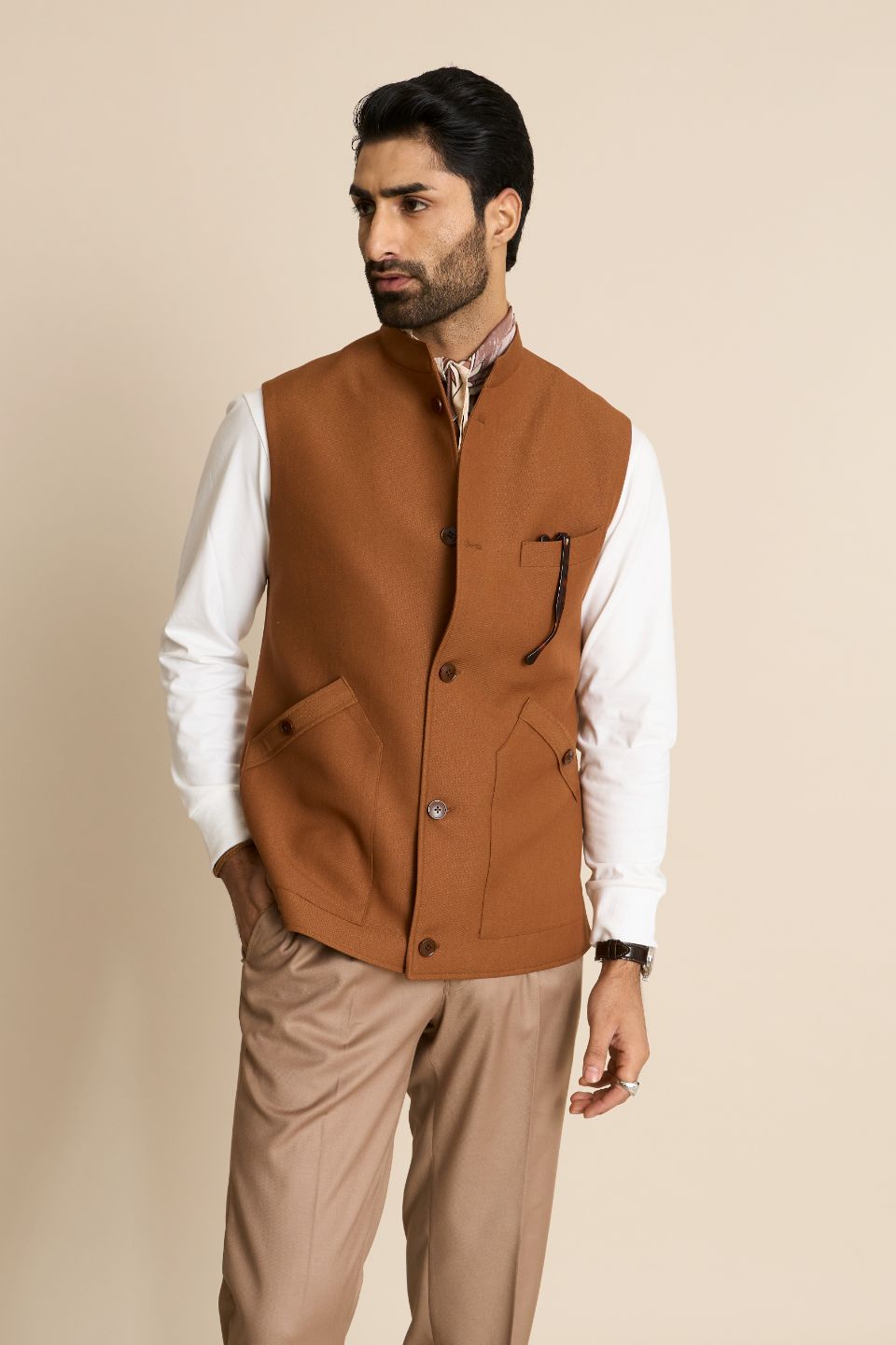 Gargee Designer's TAN KNIT DOWN VEST Gargee