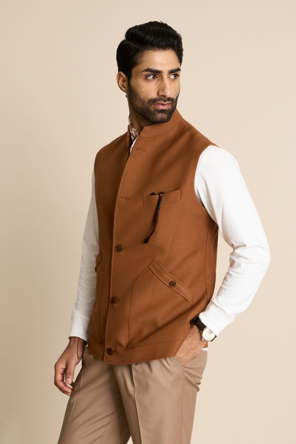 Gargee Designer's TAN KNIT DOWN VEST Gargee