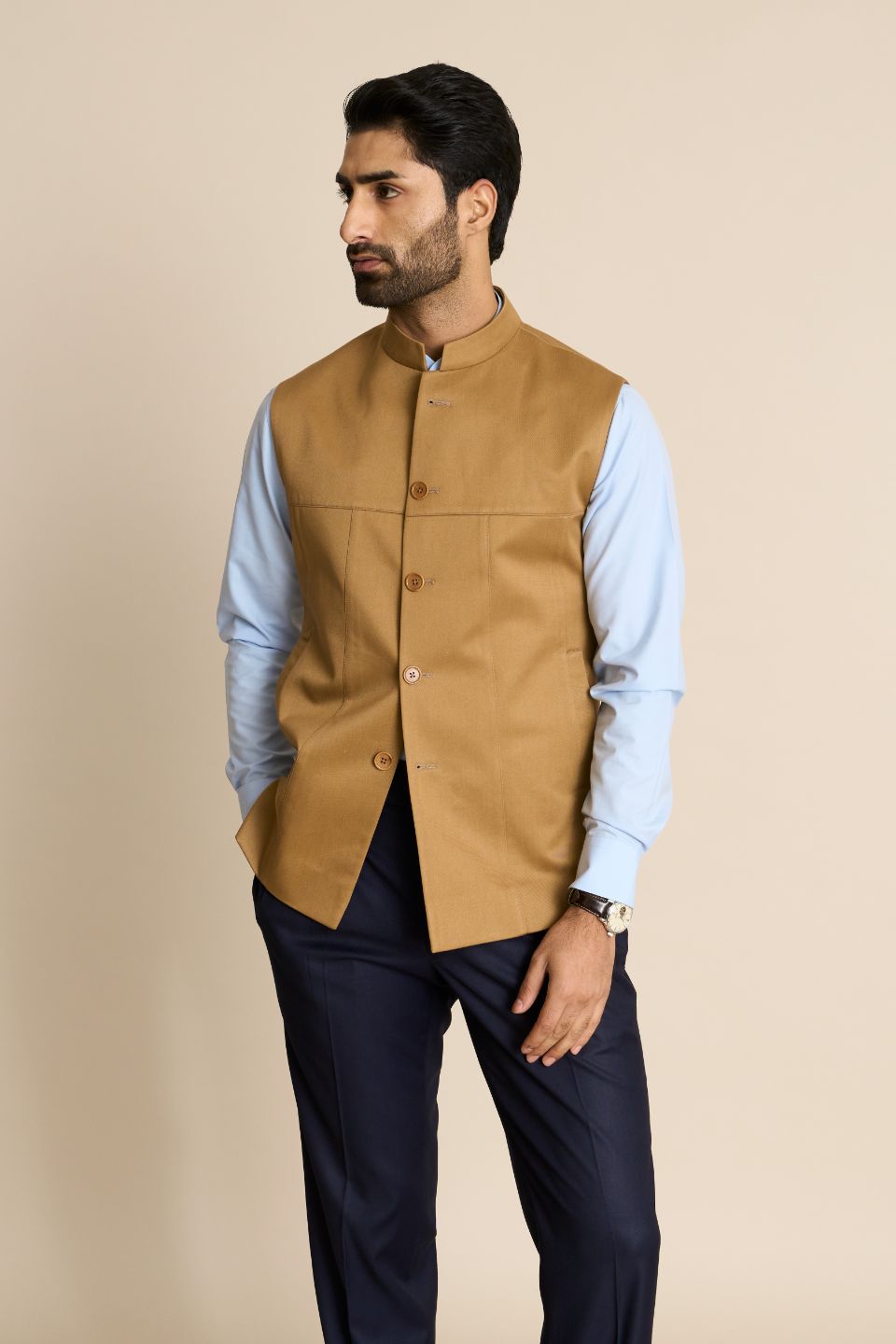 Gargee Designer's BEIGE COTTON ESSENTIAL DOWN VEST Gargee