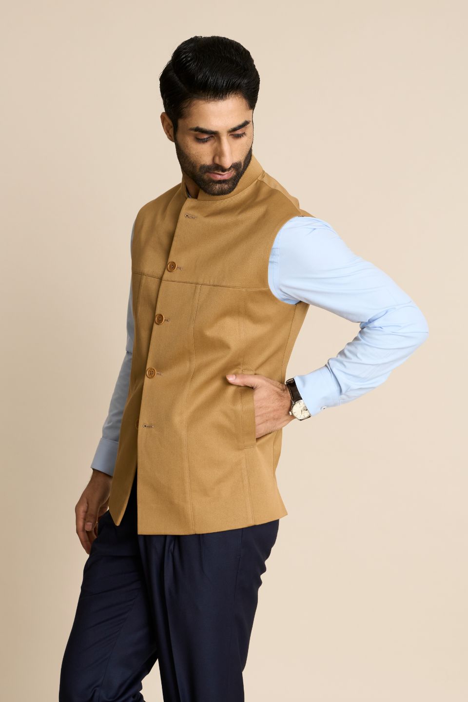 Gargee Designer's BEIGE COTTON ESSENTIAL DOWN VEST Gargee