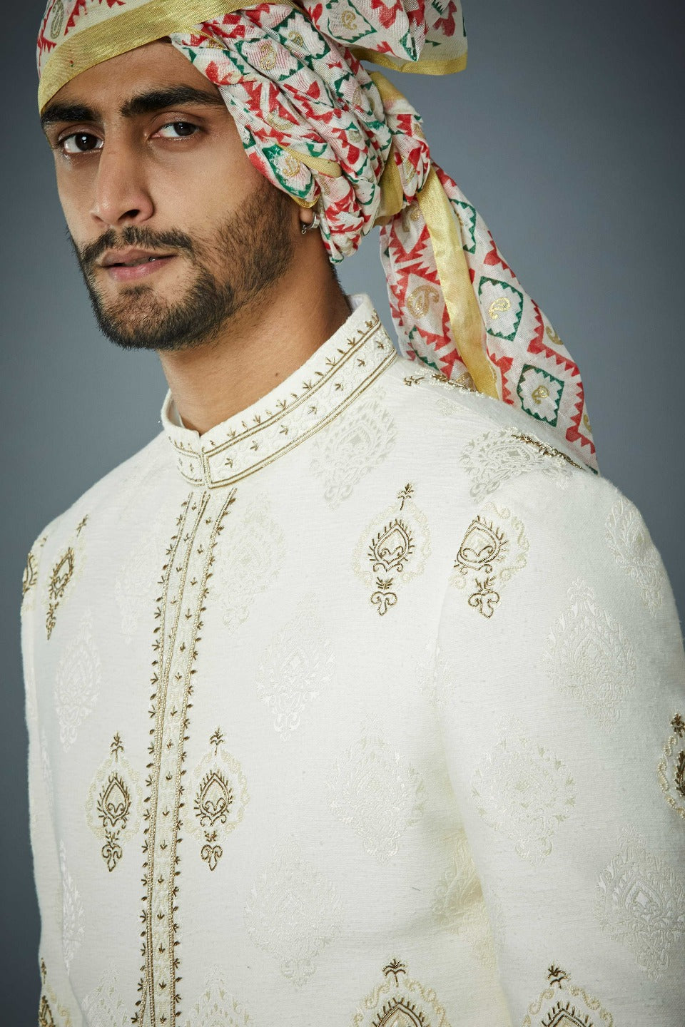 Gargee Designer's IVORY QUINTESSENTIAL BUTI EMBROIDERED SHERWANI SET Gargee