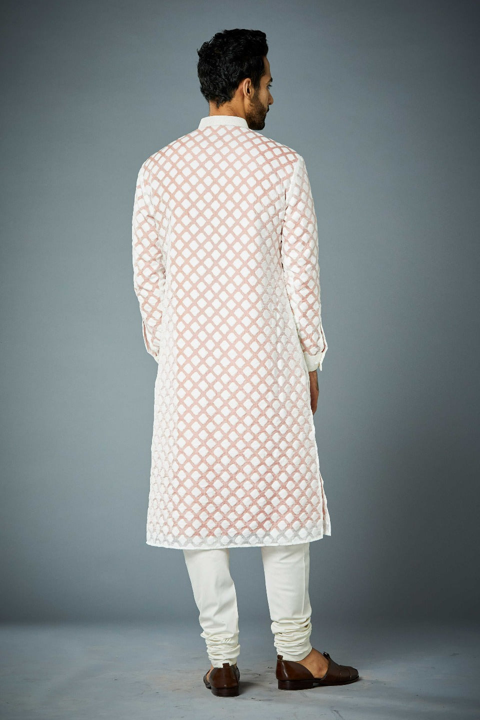 Gargee Designer's WHITE SPATIAL TRANSLUCENT TENCIL KURTA SET Gargee