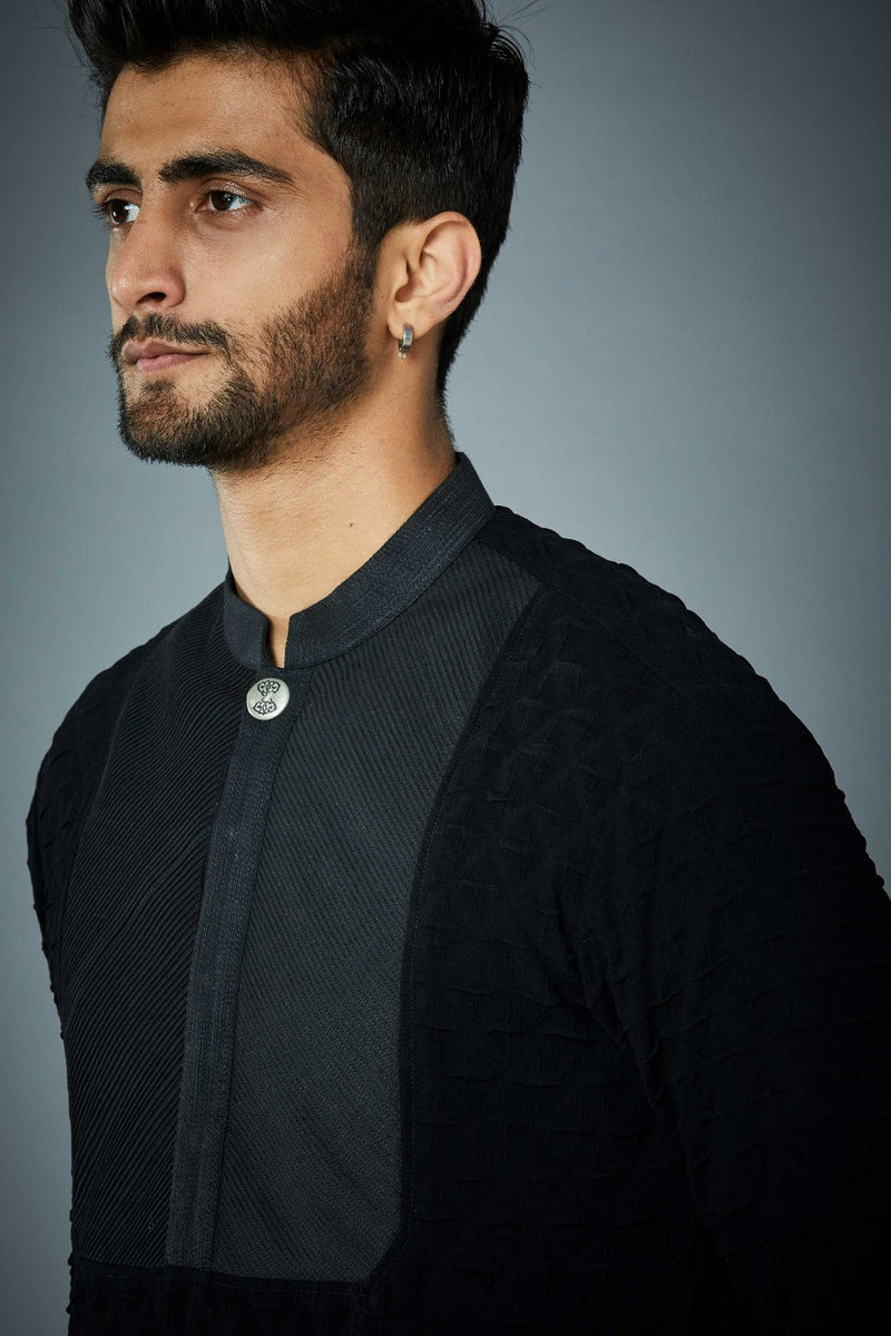 Gargee Designer's 3D BLACK TEXTURED TENCIL KURTA SET Gargee