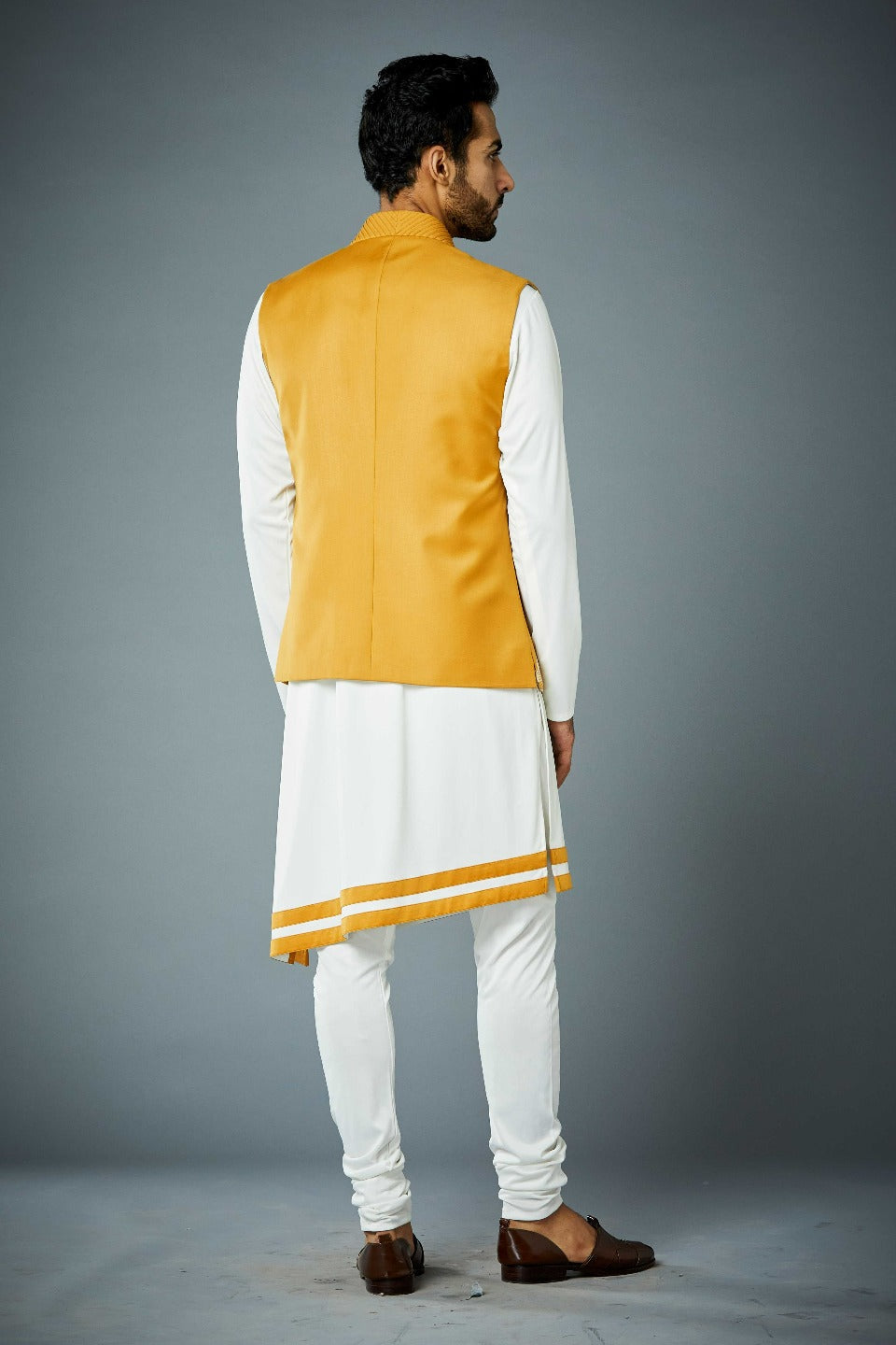 Gargee Designer's MUSTARD SERPENT Shrug Set WITH DRAPE KURTA SET Gargee