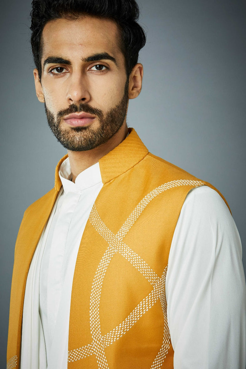 Gargee Designer's MUSTARD SERPENT Shrug Set WITH DRAPE KURTA SET Gargee
