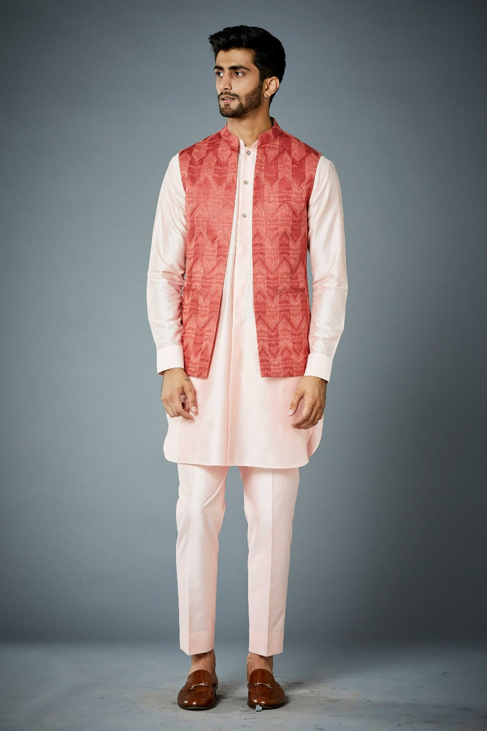 Gargee Designer's CORAL SHADOW TEXTURED Shrug Set Gargee