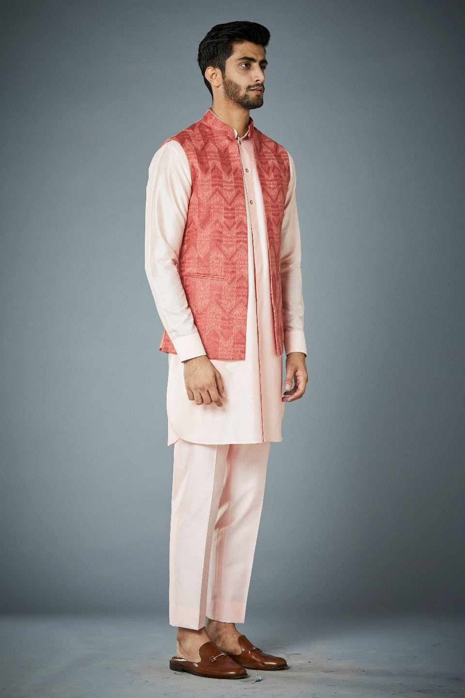 Gargee Designer's CORAL SHADOW TEXTURED Shrug Set Gargee