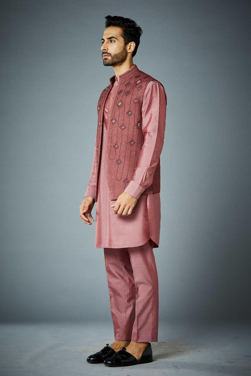 Gargee Designer's CORAL SHELL EMBROIDERED Shrug Set Gargee