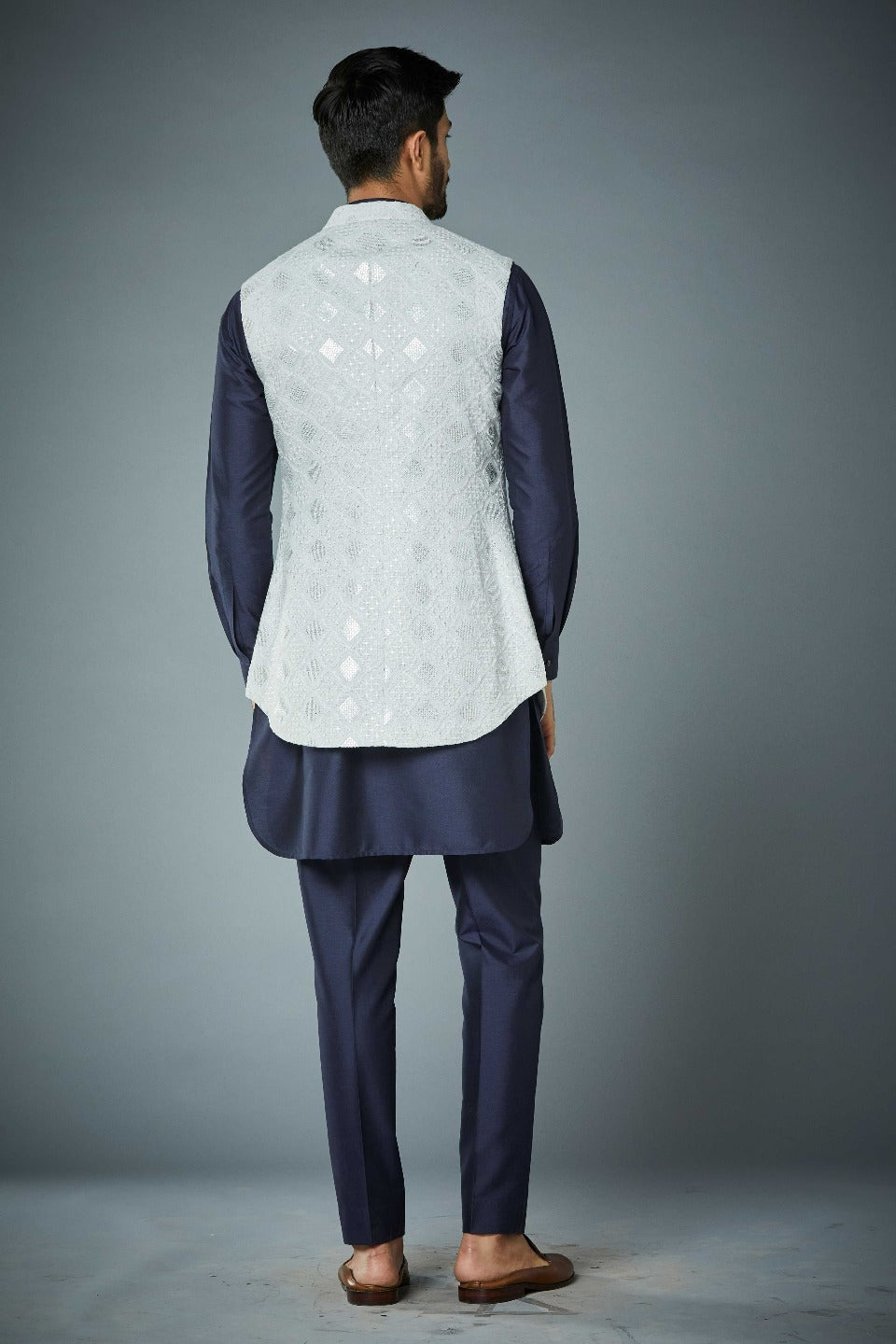 Gargee Designer's GREY GLAMOUR SEQUIN Shrug Set Gargee