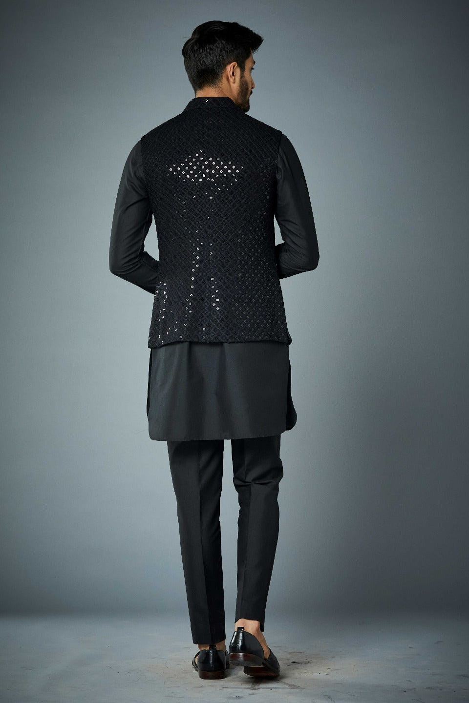 Gargee Designer's BLACK MYSTIQUE SEQUIN BUNDI SET Gargee