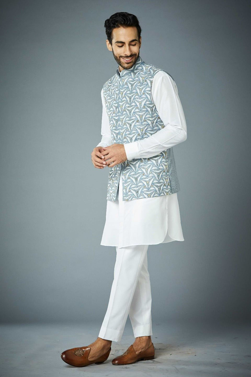 Gargee Designer's SKY TRILOGY APPLIQUE BUNDI SET Gargee