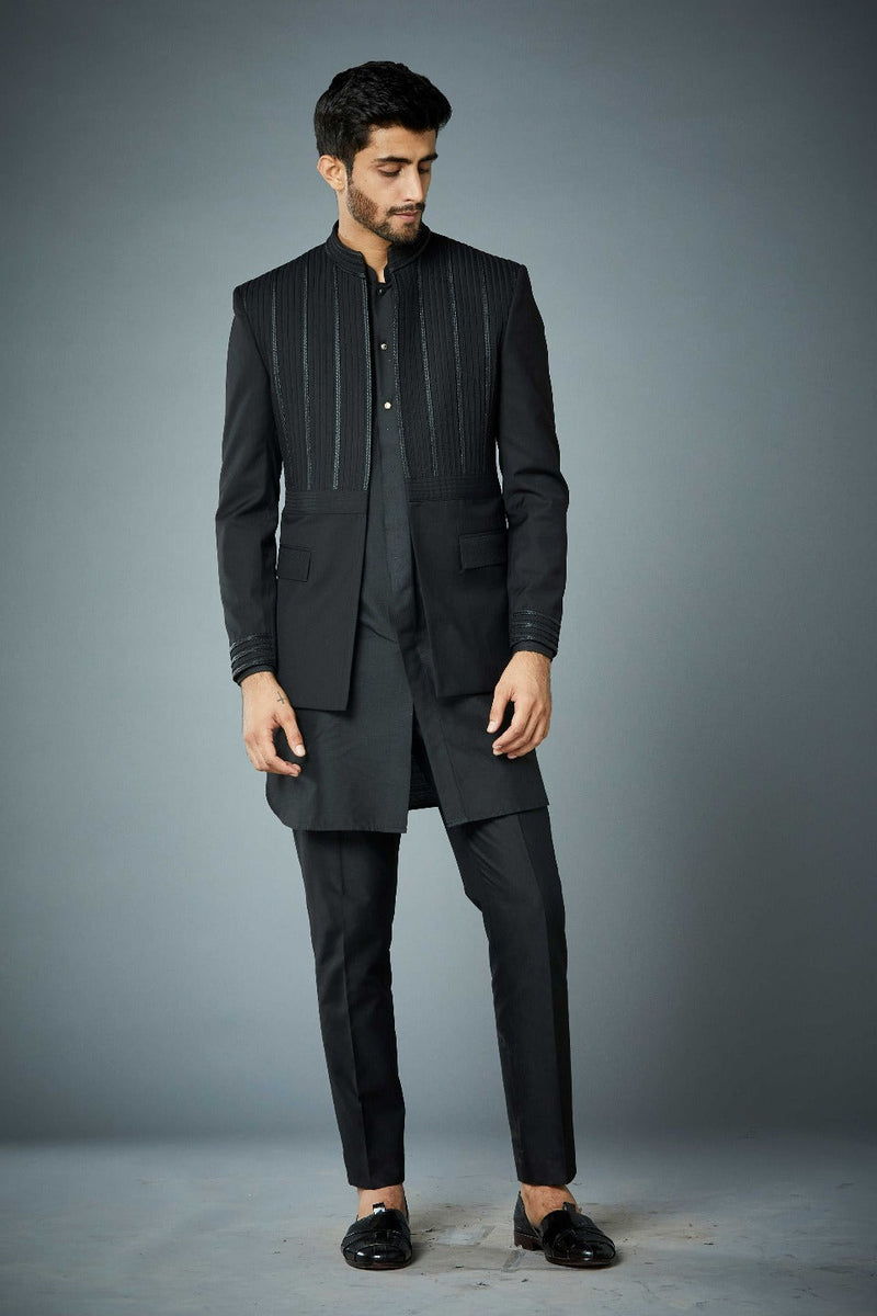 Gargee Designer's BLACK COLLATERAL TAPE JODHPURI SET Gargee