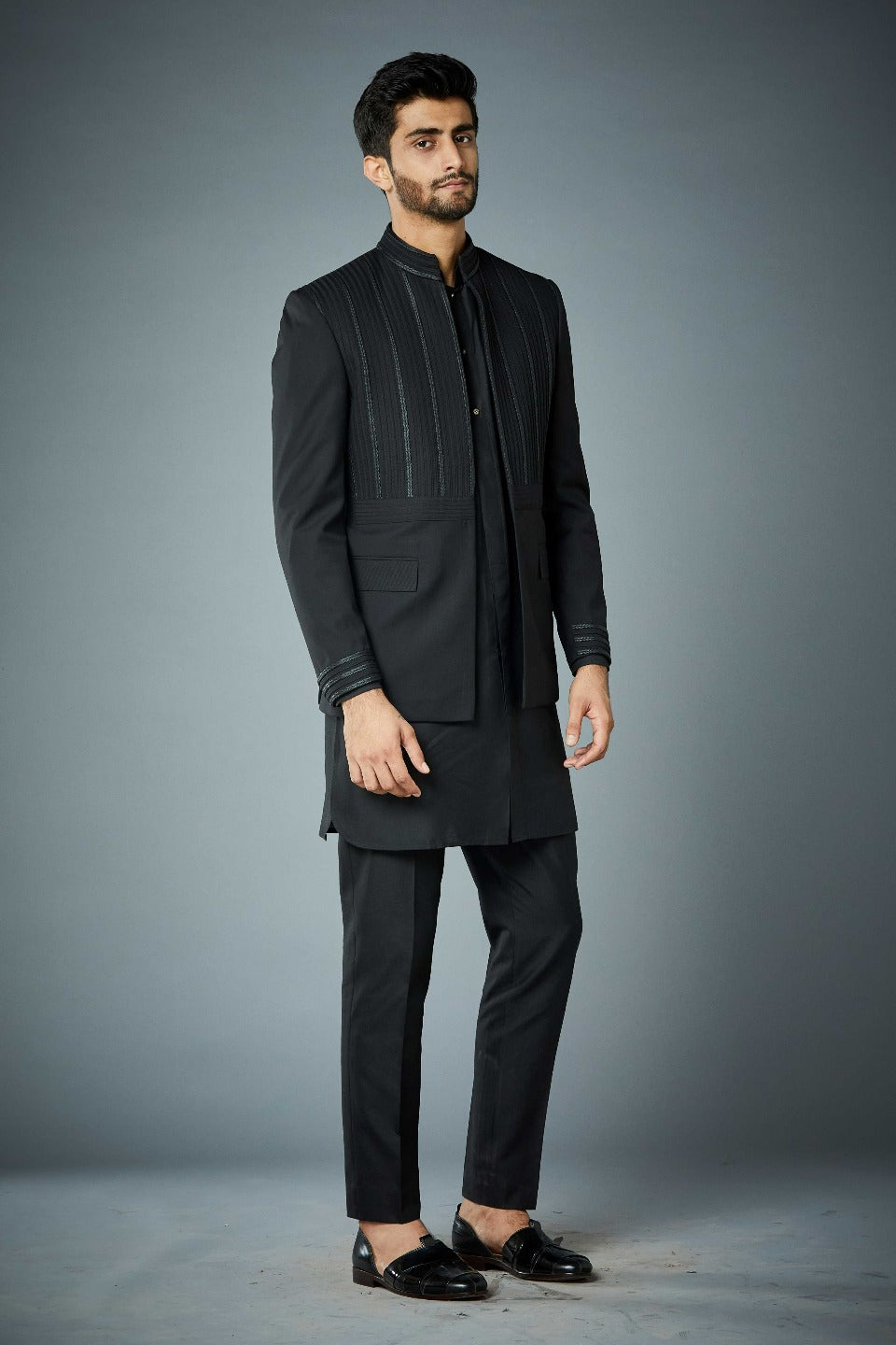 Gargee Designer's BLACK COLLATERAL TAPE JODHPURI SET Gargee