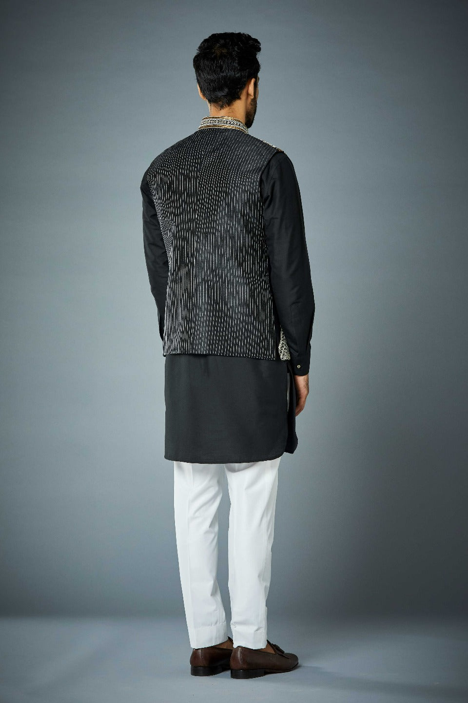 Gargee Designer's BLACK GEOMETRIC FOIL BUNDI SET Gargee