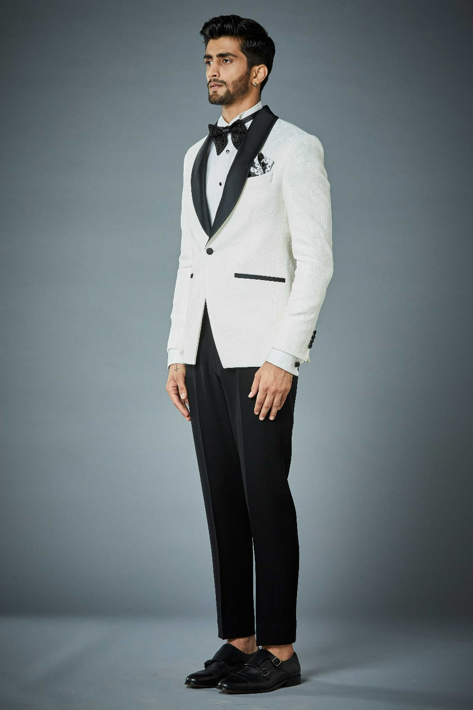 Gargee Designer's WHITE VINTAGE EMBOSSED TUXEDO SET Gargee
