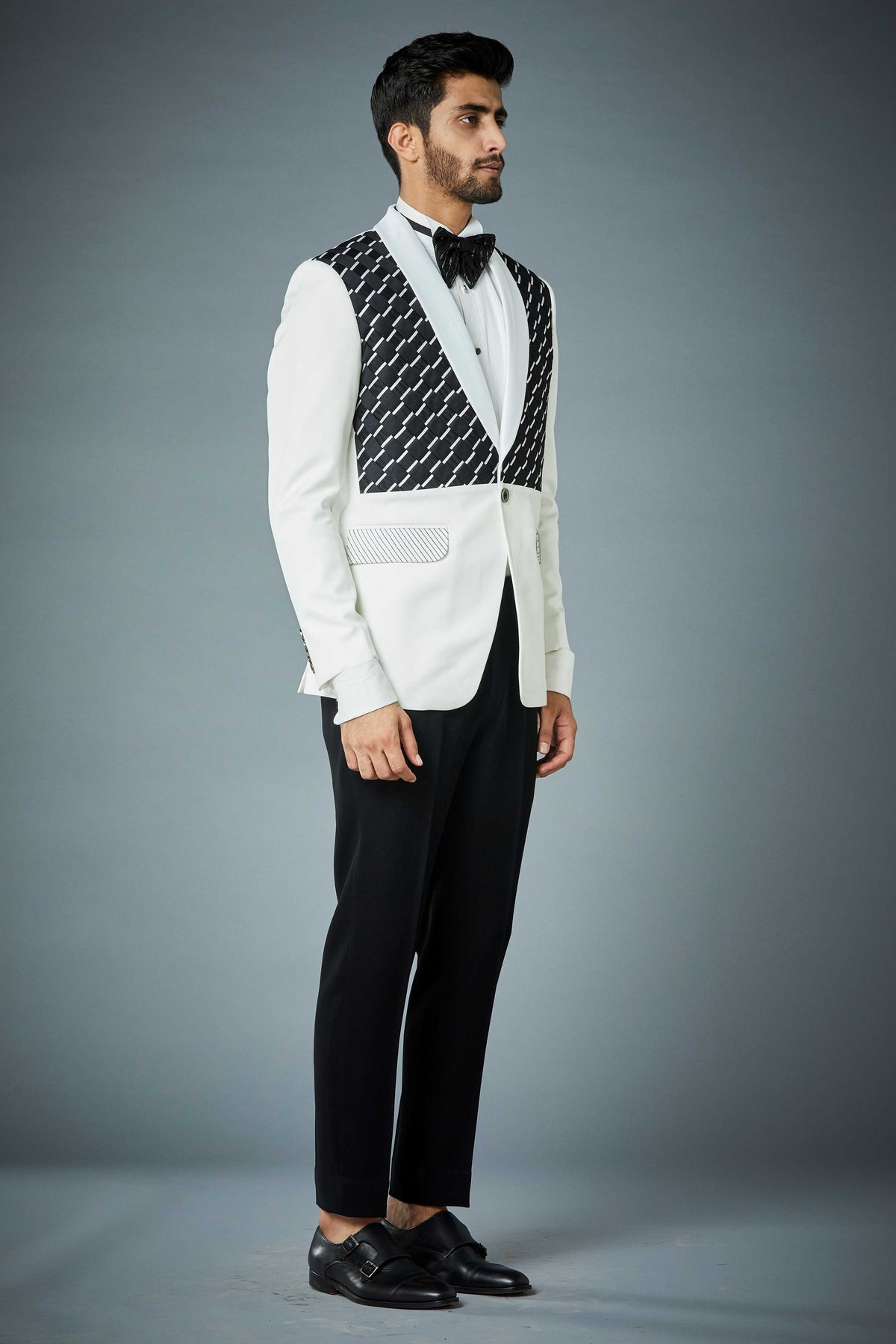 Gargee Designer's BLACK 'N' WHITE WOVEN TUXEDO SET Gargee
