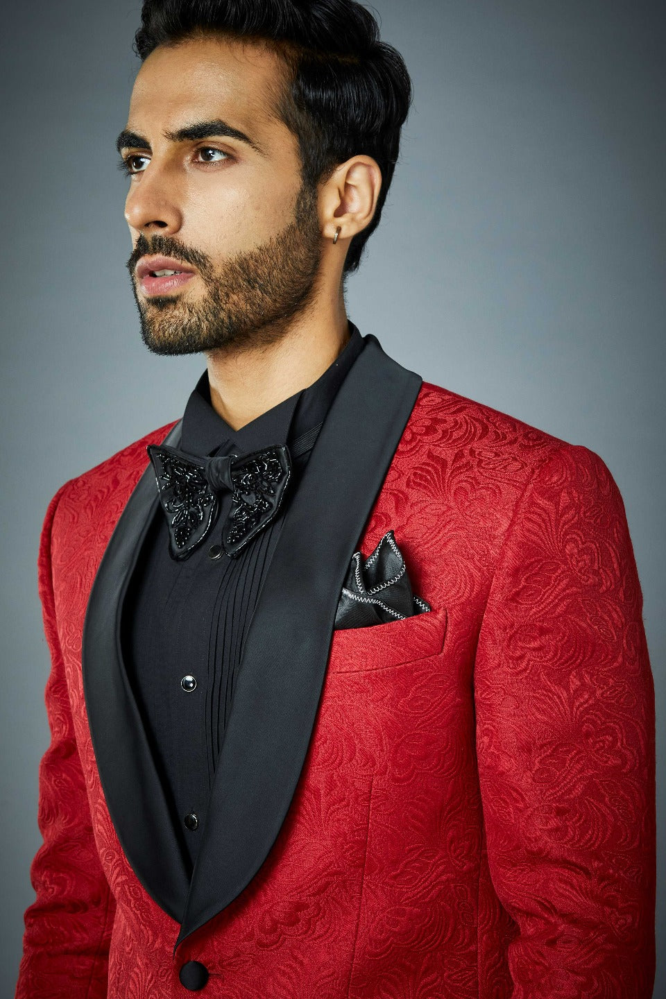 Gargee Designer's RED VALIANT EMBOSSED TUXEDO SET Gargee