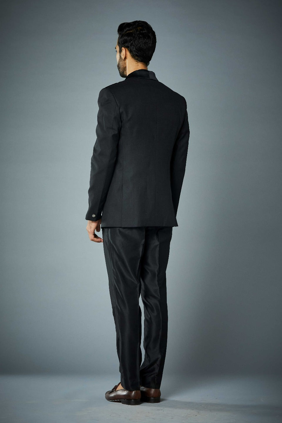 Gargee Designer's BLACK STUD RUFFLE TUXEDO SET Gargee