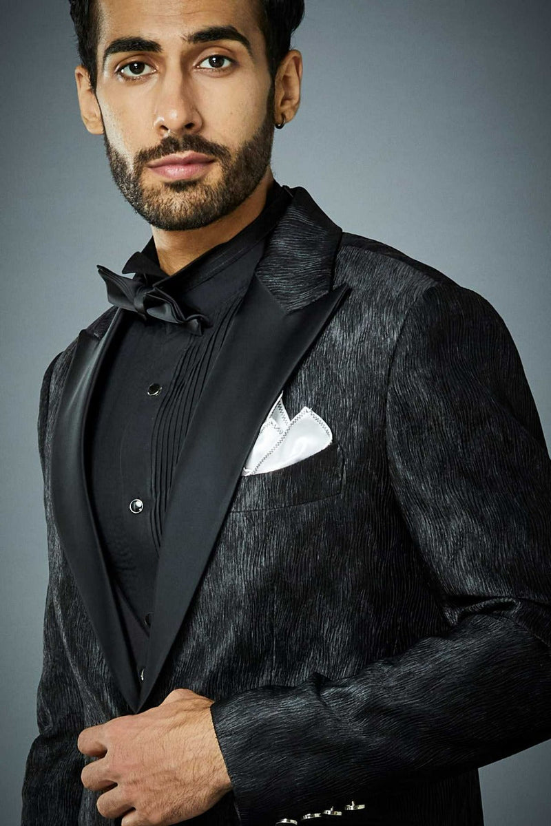 Gargee Designer's ALL BLACK CRINKLED TUXEDO SET Gargee