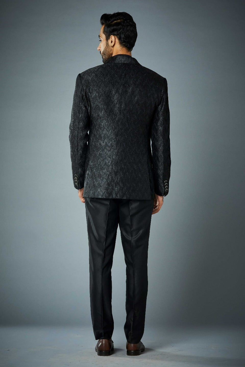 Gargee Designer's ALL BLACK CRINKLED TUXEDO SET Gargee