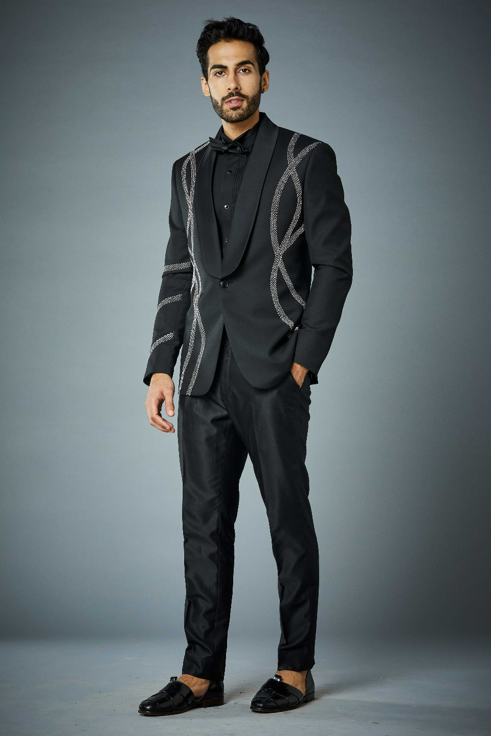 Gargee Designer's BLACK WAVE TUXEDO SET Gargee