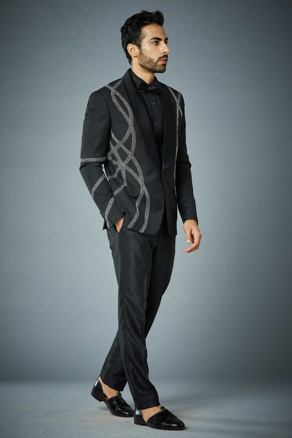 Gargee Designer's BLACK WAVE TUXEDO SET Gargee