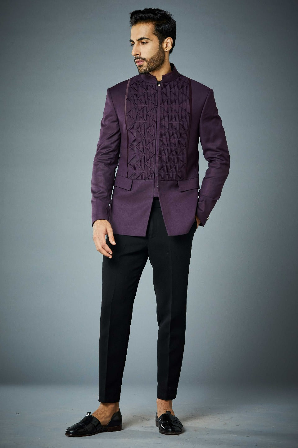 VIOLET PINTUCKS JODHPURI SET Gargee