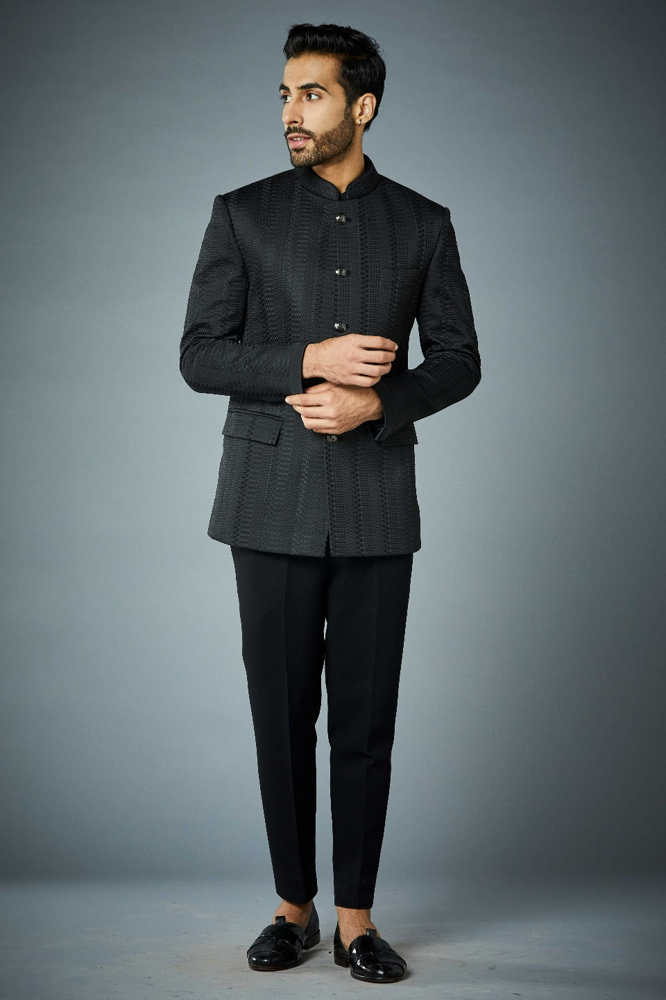 Gargee Designer's BLACK EMBROIDERED JODHPURI SET Gargee