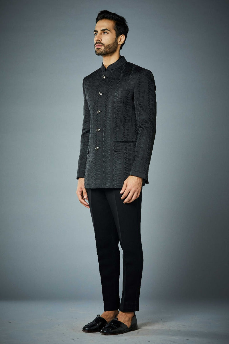 Gargee Designer's BLACK EMBROIDERED JODHPURI SET Gargee