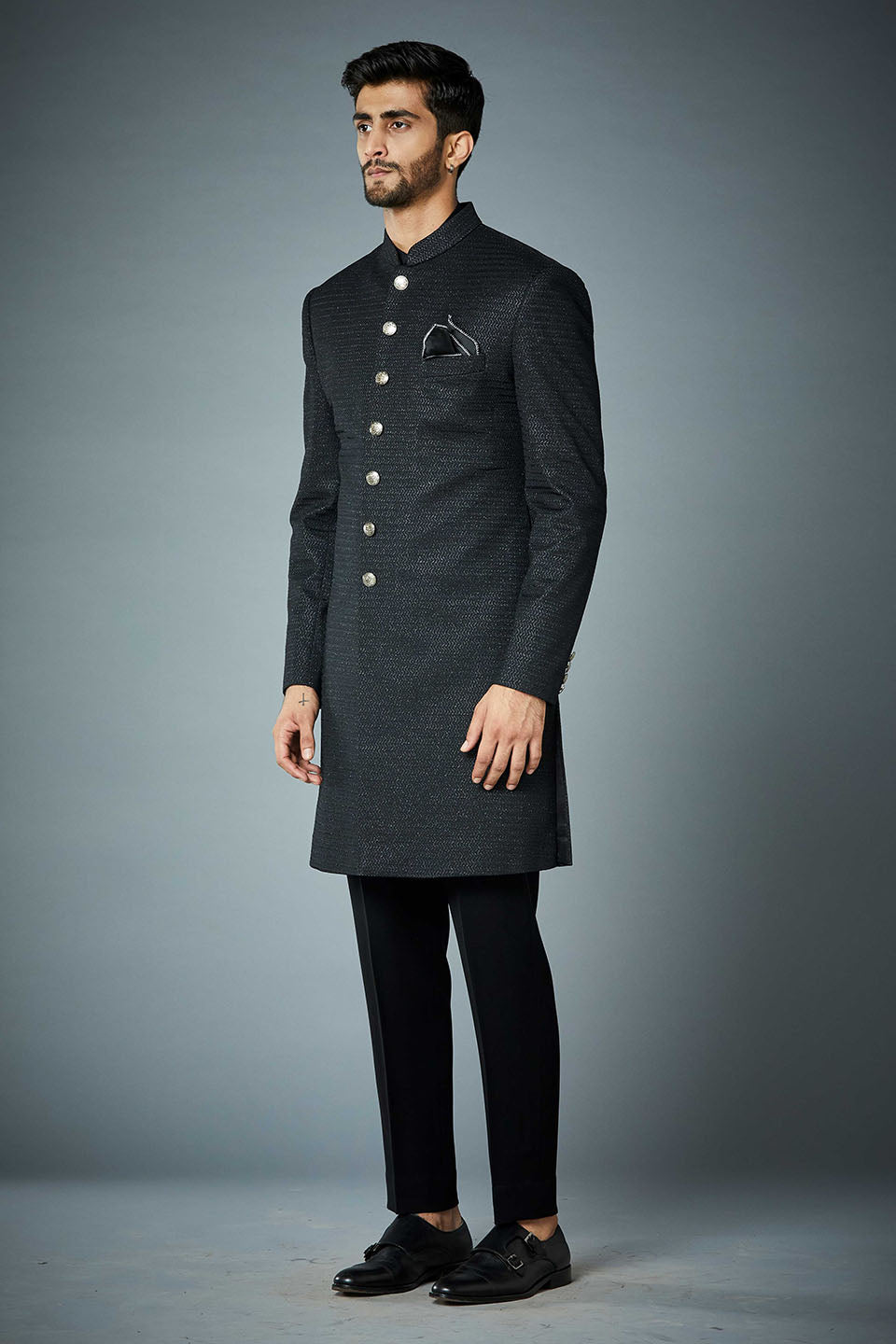 Gargee Designer's BLACK TEXTURED INDO SET Gargee Designer