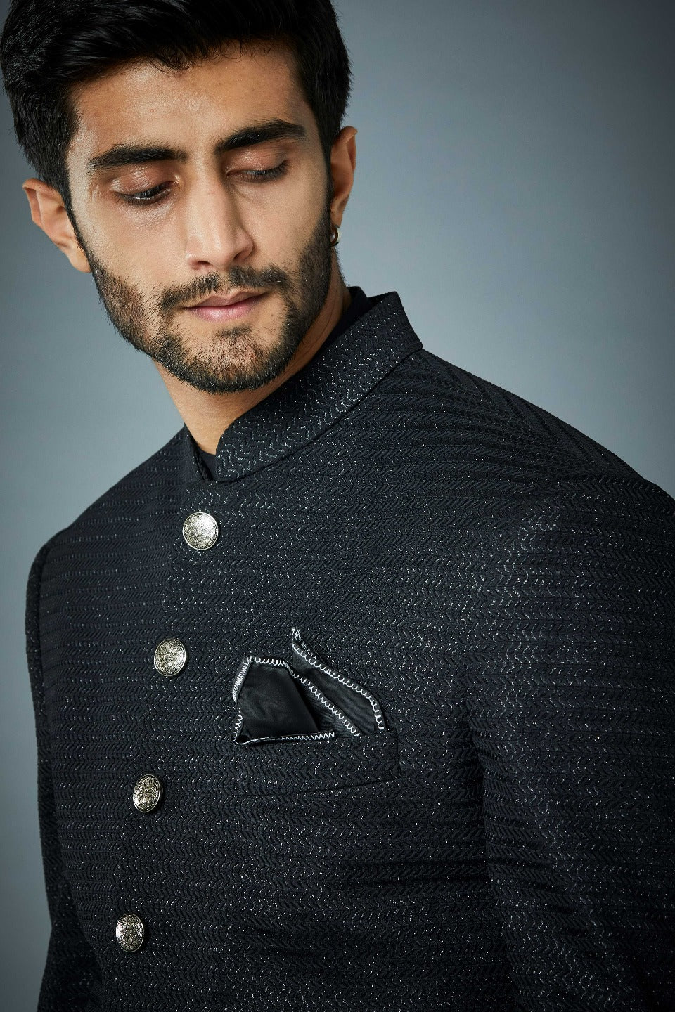 Gargee Designer's BLACK TEXTURED INDO SET Gargee Designer