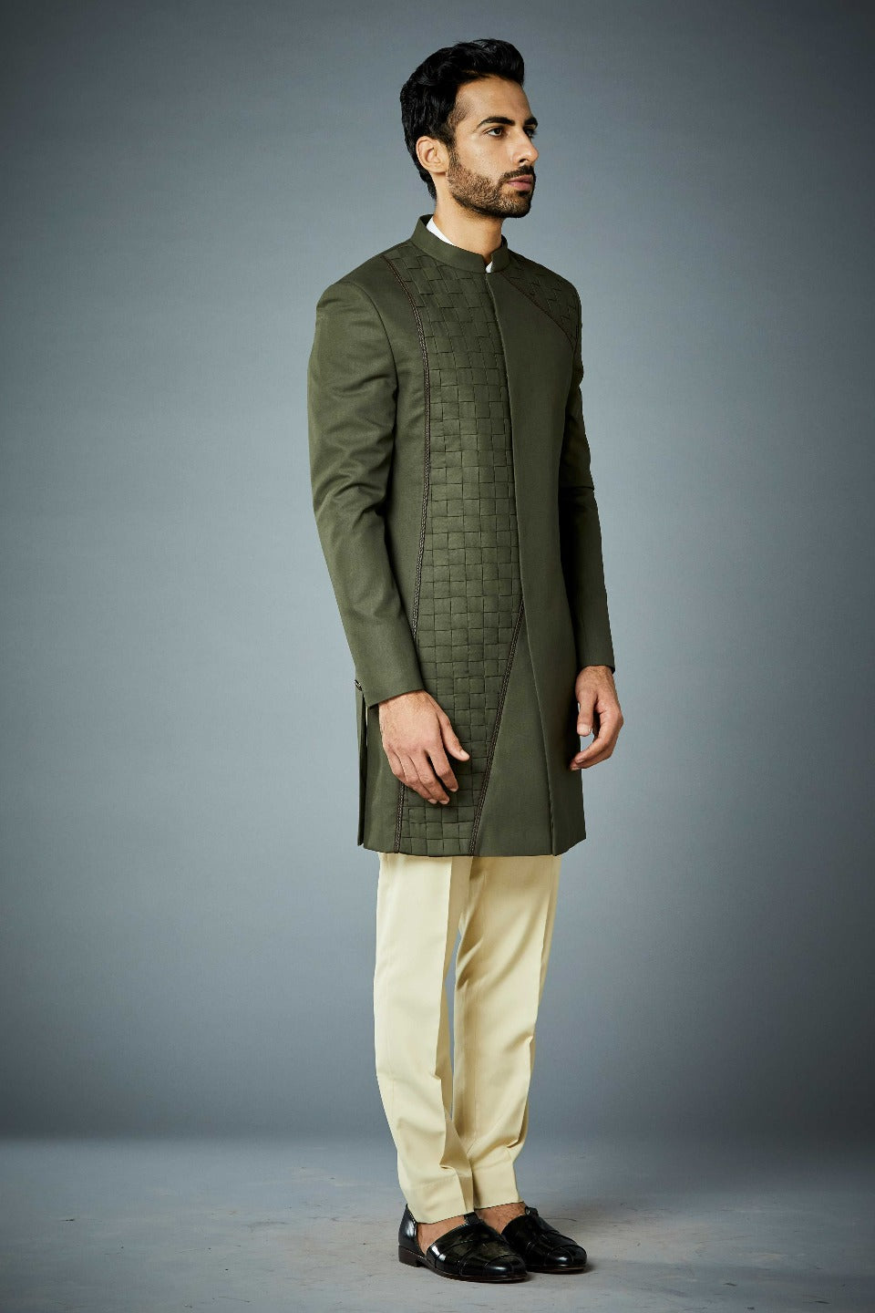 Gargee Designer's OLIVE WEAVING EMBROIDERED INDO SET Gargee Designer